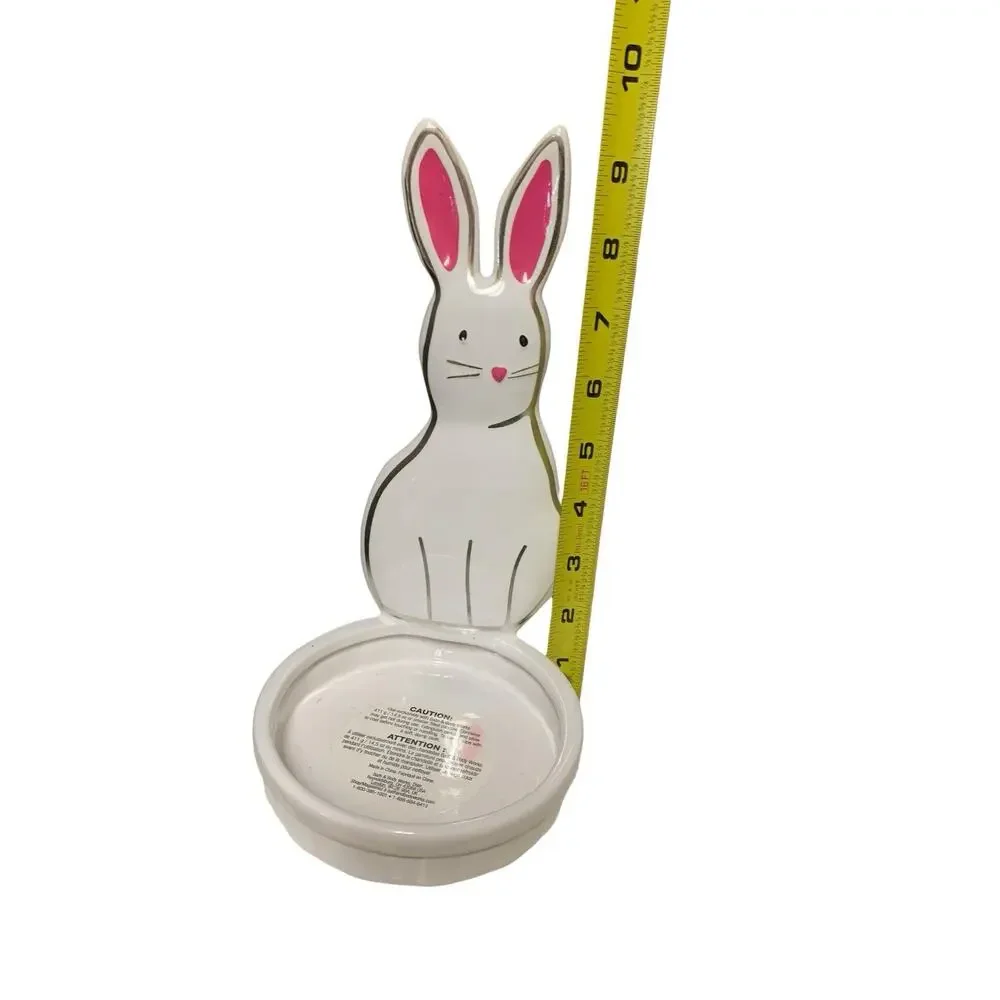 Bath & Body Works Ceramic Easter Bunny Standing 3 Wick Candle Holder‎ White Rare